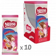 Уп. Молочный шоколад «Nestle» Maxibon, со вкусом клубники и печеньем, 10х80 г