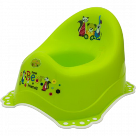 Горшок туалетный детский «Maltex» Мишка и друзья, с противоскользящими резинками, бело-зеленый, 5313