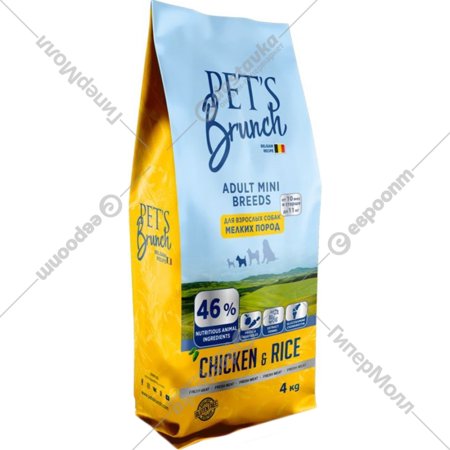 Корм для собак «Pet's Brunch» Adult Mini Breeds, с курицей, 4 кг