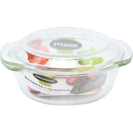 Кастрюля «Swensson» из термостойкого стекла с крышкой, 1.5 л