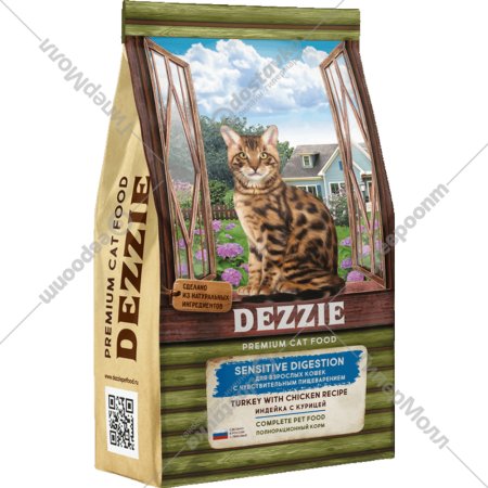 Корм для кошек «Dezzie» Sensitive Digestion Cat, индейка/курица, 10 кг