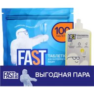 Набор для посудомоечных машин FASTBUY Таблетки ECO Crystal Power DishTabs + ополаскиватель Rinse, 100 шт + 750 мл