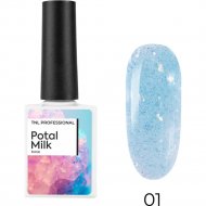 Базовое покрытие для ногтей «TNL» Professional, Potal Milk №1 голубой, со светоотражающей поталью, 1502245, 10 мл