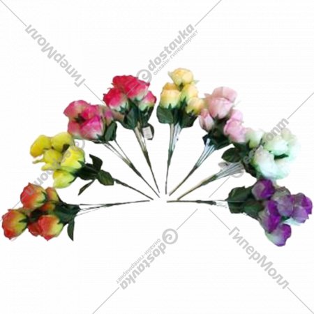 Цветок искусственный «Роза с лентой» BY-700-54, 5 цветков, 33 см