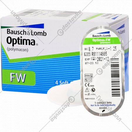 Линзы контактные «Optima FW» polymacon, мягкие, r8.7/d-1.25