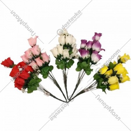 Цветок искусственный «Роза с травкой» BY-706, 12 бутонов, 41 см