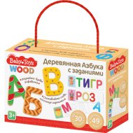 Развивающая игрушка «Десятое королевство» Baby Toys Wood, Азбука деревянная с заданиями, 02995