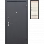 Дверь входная «Гарда» Муар Царга Лазер, Черный муар/Лиственница мокко, R, 205х96 см