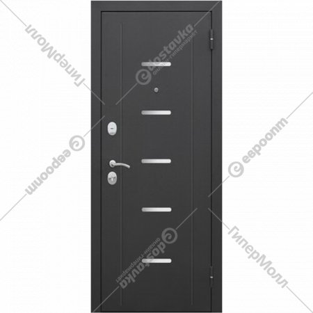 Дверь входная «Гарда» Муар Царга Лазер, Черный муар/Лиственница, R, 205х96 см