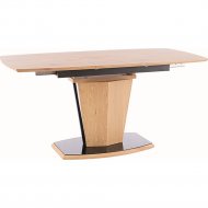 Обеденный стол «Signal» Houston раскладной, дуб/дуб/черный лак, 120-160/80/76, HOUSTONDD120