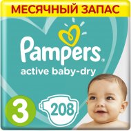 Подгузники «Pampers» Active Baby-Dry 6–10 кг, размер 3, 208 шт