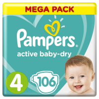 

Подгузники"PAMPERS"(BabyDry,9–14 кг,р.4)