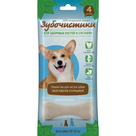 Лакомство для собак Деревенские лакомства Зубочистики, Кальциевые, для средних пород, 4х90 г, 2 шт