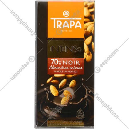 Шоколад горький «Trapa» с цельным миндалем, 175 г