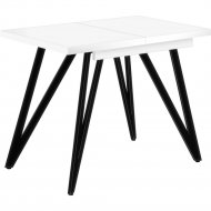 Обеденный стол «Millwood» Женева 3 раздвижной, ЛДСП белый/черный, 100/140х60х76 см