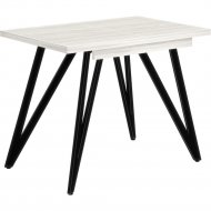 Обеденный стол «Millwood» Женева 3 раздвижной, ЛДСП дуб белый крафт/черный, 100/140х60х76 см