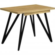 Обеденный стол «Millwood» Женева 3 раздвижной, ЛДСП дуб золотой крафт/черный, 100/140х60х76 см