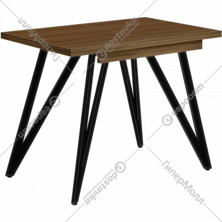 Обеденный стол «Millwood» Женева 3 раздвижной, ЛДСП дуб табачный крафт/черный, 100/140х60х76 см