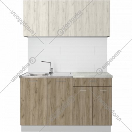 Готовая кухня «Артём-Мебель» Лана, СН -113, дуб крафт белый/дуб крафт серый, 1.4 м