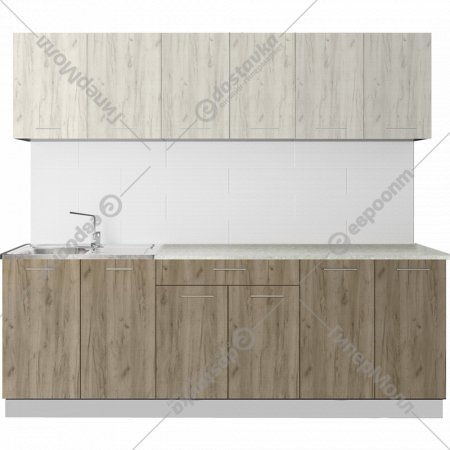 Готовая кухня «Артём-Мебель» Лана, СН -113, дуб крафт белый/дуб крафт серый, 2.4 м