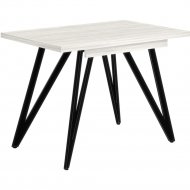 Обеденный стол «Millwood» Женева 3 раздвижной, ЛДСП дуб белый крафт/черный, 120/160х80х76 см