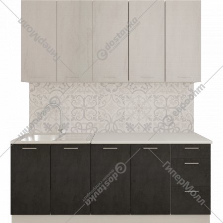 Готовая кухня «Артём-Мебель» Эльза, СН-114, без стекла, бетон белый/бетон графит, 2.2 м