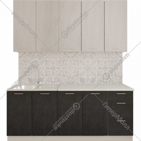 Готовая кухня «Артём-Мебель» Эльза, СН-114, без стекла, бетон белый/бетон графит, 2.4 м