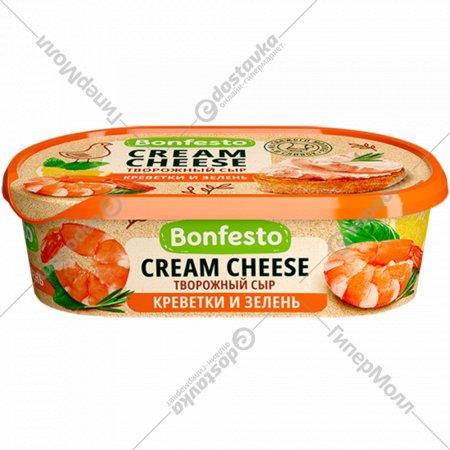 Сыр творожный «Bonfesto» Кремчиз, креветка и зелень, 65%, 140 г