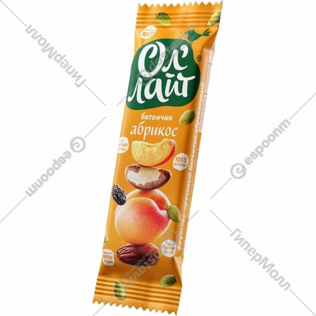 Батончик фруктово-ореховый «Ол'Лайт» абрикос, 30 г