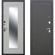 Дверь входная «Гарда» Царское зеркало Муар, Черный муар/Белый ясень, R, 205х86 см