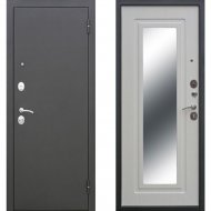 Дверь входная «Гарда» Царское зеркало Муар, Черный муар/Белый ясень, L, 205х86 см