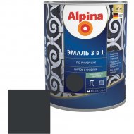 Эмаль «Alpina» Ral9005, по ржавчине, 3 в 1, черная, 2.5 л
