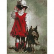 Алмазная мозаика «Menglei» Девочка с собакой, 34VD79, 30х40 см