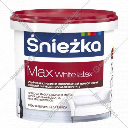 Краска «Sniezka» Max White Latex, 1 л