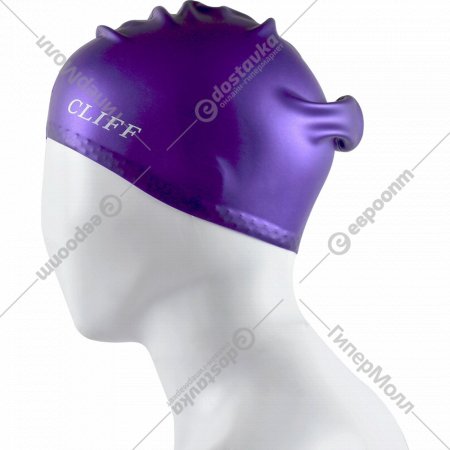 Шапочка для плавания «Cliff» силиконовая, для длинных волос CS13/2, фиолетовый