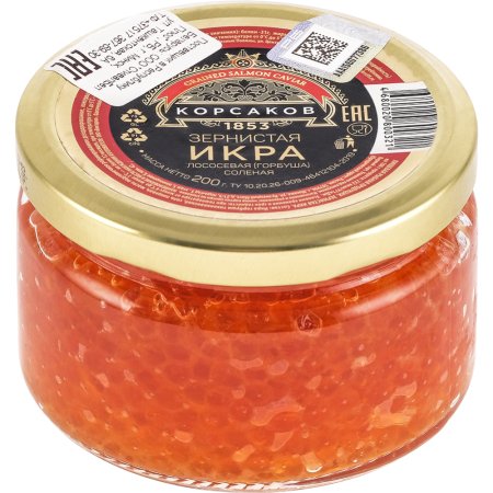 Икра лососевая горбуши Корсаков 1853 зернистая, 200 г