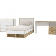 Комплект мебели в спальню «Интерлиния» Scandi-1, белый платинум/дуб золотой