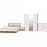 Комплект мебели в спальню «Интерлиния» Scandi-3, белый платинум/дуб золотой