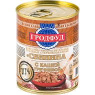 Консервы мясные «Гродфуд» свинина с кашей гречневой, 340 г