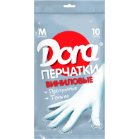 

Перчатки виниловые"DORA"(унив.М,10шт)