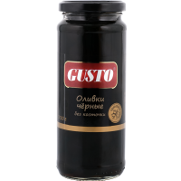

Оливки черные "GUSTO" (б/к, ст.б) 330г