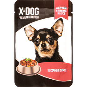 Корм «X-Dog» для собак, из курицы и яг­нен­ка в соусе, 85 г