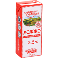 

Молоко"СЛАВЯН. ТР"3.2%(стер,т/пак)0,25л