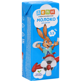 Молоко детское «Депи» стерилизованное, 3.2%, 200 мл