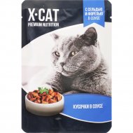 Корм для кошек «X-Cat» с сельдью и форелью в соусе, 85 г