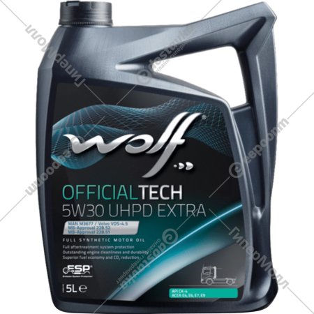 Масло моторное «Wolf» OfficialTech, 65622/5, 5W-30 UHPD EXTRA, 5 л