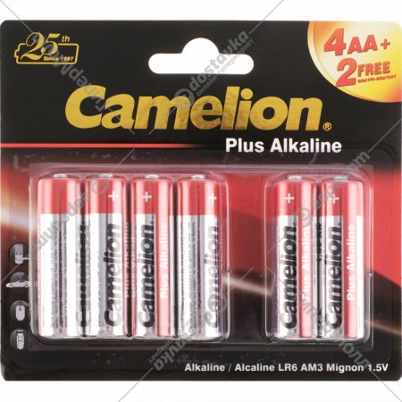 Батарейка «Camelion» Plus Alkaline, АА-BP, 6 шт, арт.14113