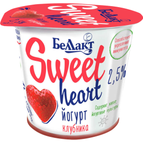 Йогурт «Бел­лак­т» Sweet heart, клуб­ни­ка, 2.5%, 150 г