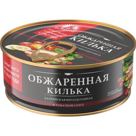 Консервы рыбные За Родину килька балтийская, обжаренная в томатном соусе, неразделанная, 240 г