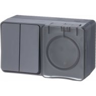 Блок выключатель с розеткой «Schneider Electric» AtlasDesign Profi54, ATN544074, антрацит